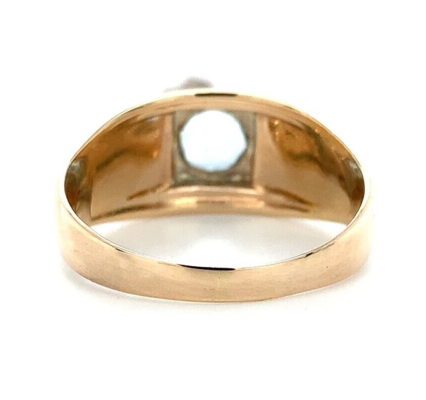 Мужское кольцо из желтого и белого золота 14 карат с натуральным аквамарином (#J6796) - Изображение 4 из 4