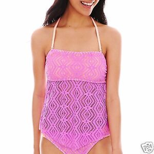 Arizona Paisley Print Strappy Bandeaukini Swim Top Size S New Msrp $32.00