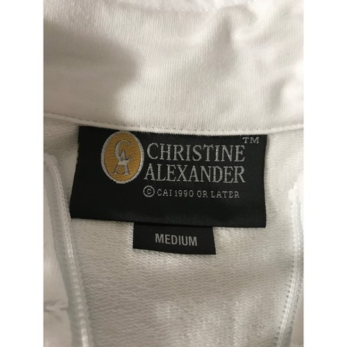 Christine Alexander MEDIUM WHITE & BLACK Cotton BLEND TRACK JACKET JOG RETRO GYM - Picture 6 of 7