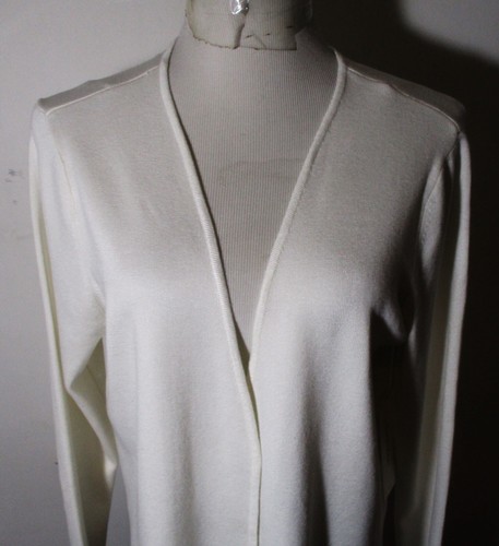CALVIN KLEIN White Tight Knit Cardigan Wrap Sweater Size L NWT $169.00 - Picture 2 of 6
