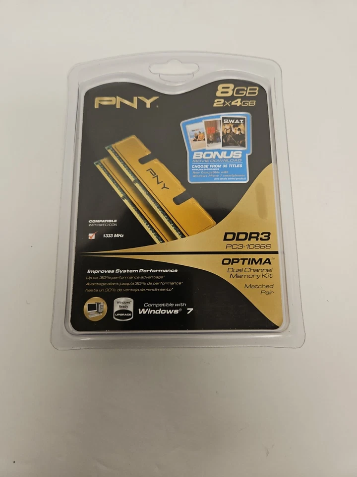 PNY MD8192KD3-1333 8GB 2X4 GB Dual Channel DDR3 PC3-10666 Matched Pair NEW A5 - Image 3 of 4