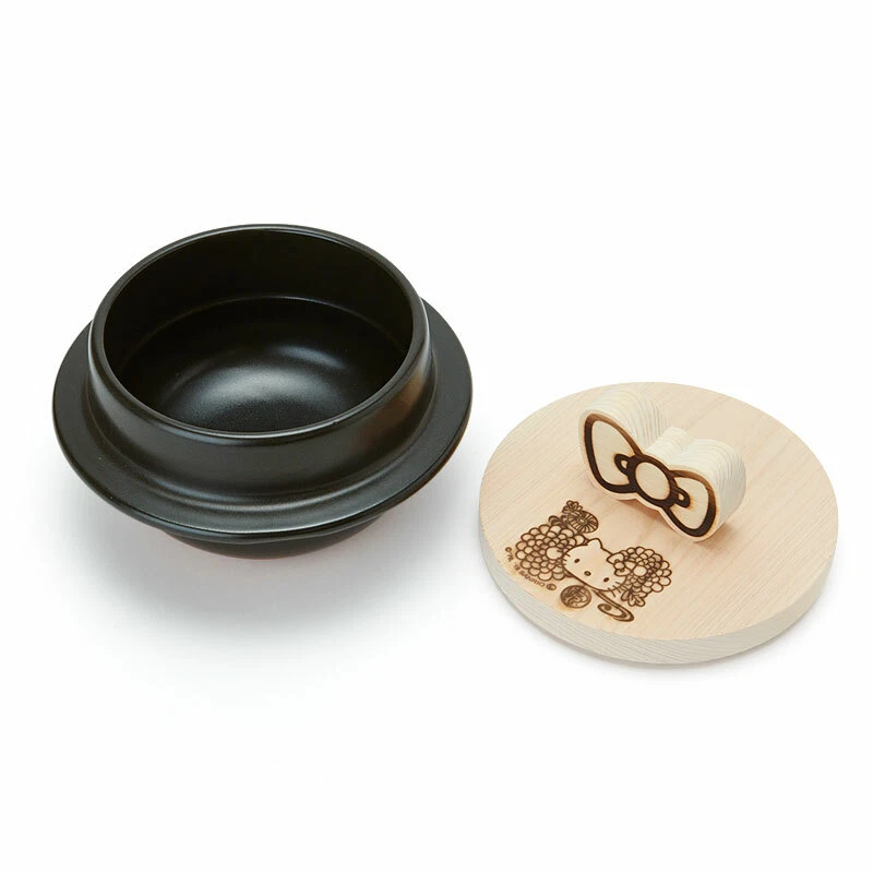 Hello Kitty Bankoyaki Rice pot donabe Clay pot 1Cup with wooden lid from Japan - Imagem 2 de 3