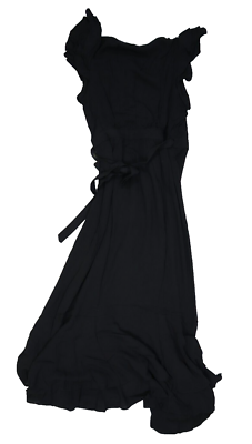 Sofia Jeans by Sofia Vergara Women's Wrap Maxi Dress with Layered Short Sleeves, Size: Medium, Black