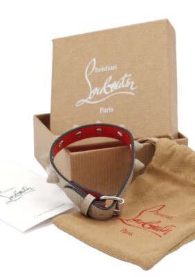 Christian Louboutin Red Leather Bracelet Loubilink embellished leather bracelet in red - Christian  main image 4