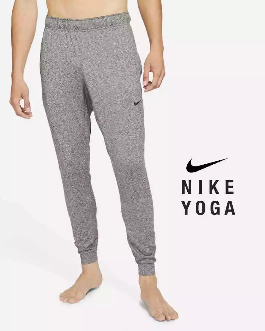 Nike Yoga Dri FIT Mens Yoga Training Pants Jogger Heather Grey