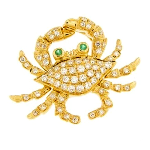 Pendentif Or Jaune 14k Avec Coquillage émaillé Et Diamants Naturels – Poids 13,36 Ct – Neuf