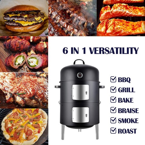17 Inch Steel Charcoal Smoker, Heavy Duty Round BBQ Grill - Picture 4 of 9