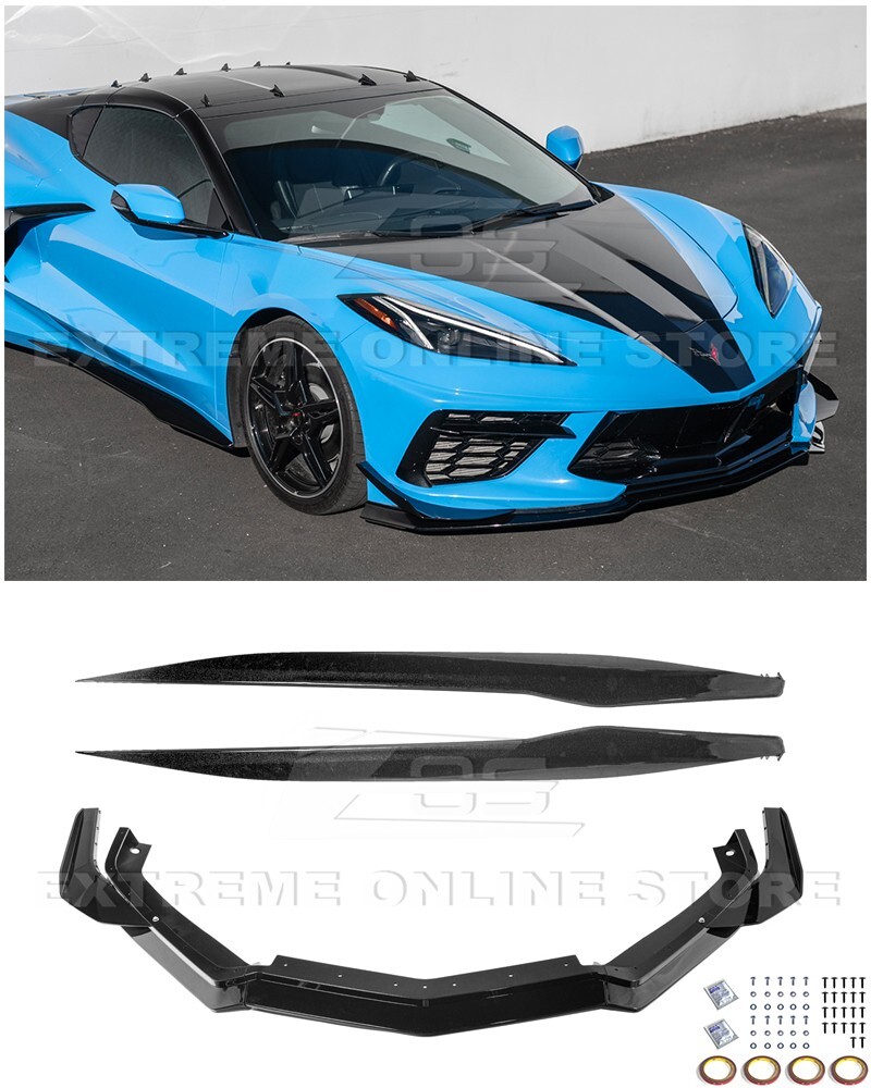Z06 CARBON FLASH METALLIC Front Splitter Canards & Side Skirt 20