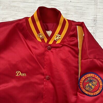 Vintage 80s Swingster US Marines Satin Jacket With Pins Sz Vintage 80s Swingster US Marines Satin Jacket With Pins Sz