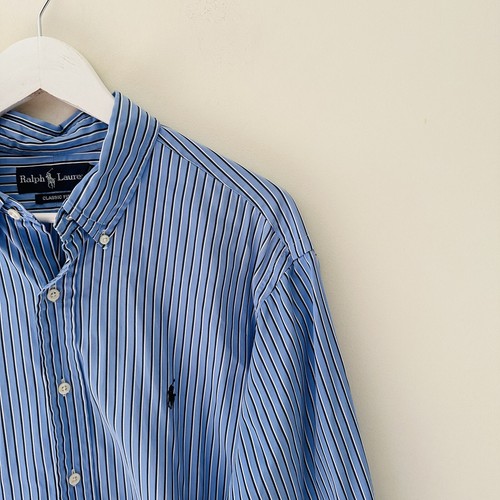 Polo Ralph Lauren Mens Striped Button Up Dress Shirt - Vintage Size 17 - Aus - Picture 7 of 10