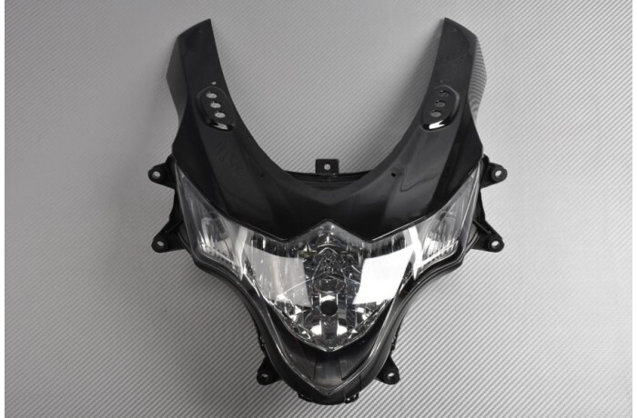 Optique de phare pour Suzuki GSXR 1000 2009 2010 2011 avec tête de fourche supérieure noire