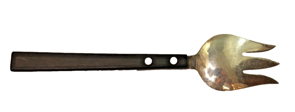 Tenedor para servir escaso Town and Country Allan Adler plata esterlina mango de ébano Foto 3 de 4