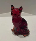 Fenton Ruby Red Glass Sitting Cat Figurine - 3.5" - Glows! Perfect For Valentine