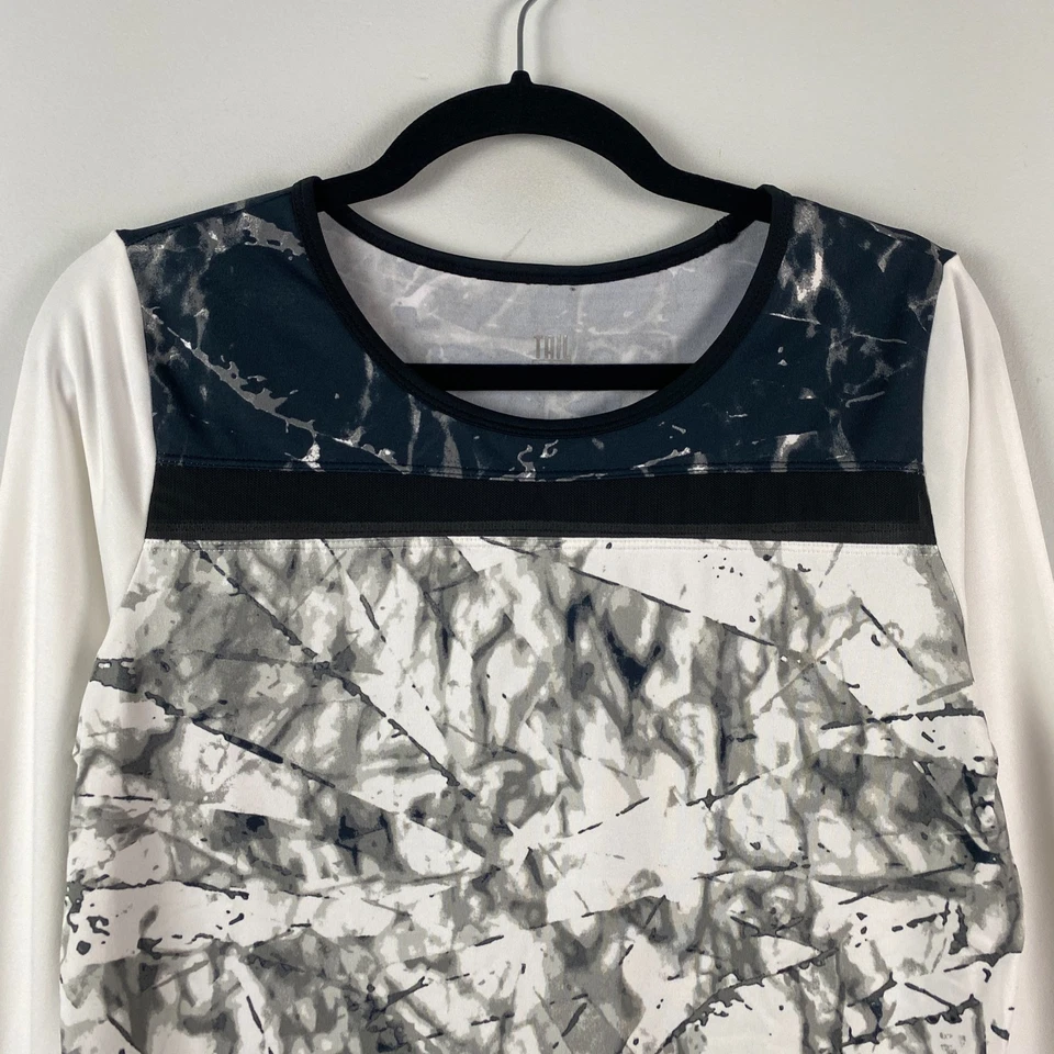 Top de cola manga larga talla pequeña negro blanco gris golf tenis elástico Foto 2 de 4