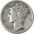 1934 Mercury Dime F Fine 90% Silver 10c US Coin Collectible