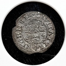 LIVONIA, Riga - Free City. Billon Schilling, 1575, NGC AU58
