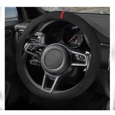 SthExtra Suede Steering Wheel Cover with Upgraded Silicone Black and Red