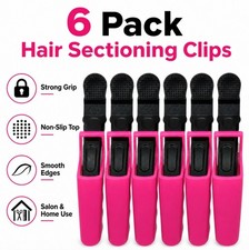6 Salon Beak Hair Clips Alligator Sectioning Clamps for Styling Blow Dry Curling