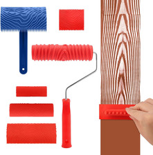 6 Pcs Wood Grain Painting Tool Set Roller Texture Pattern DIY Wall Art Decor Kit