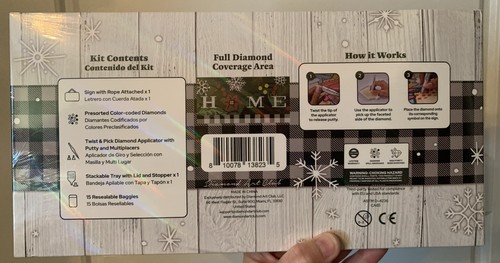 Diamond Art Club Christmas Hanging Sign “Home” Complete Painting Kit New Sealed - Picture 2 of 2
