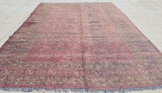 Authentic Hand Knotted Antique Afghan Turkmen Basheeri Wool Area Rug 9 x 6 Ft