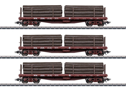 Juego de 3 coches planos TRIX HO US 40' Western Maryland PN 24922 | Zustand: New