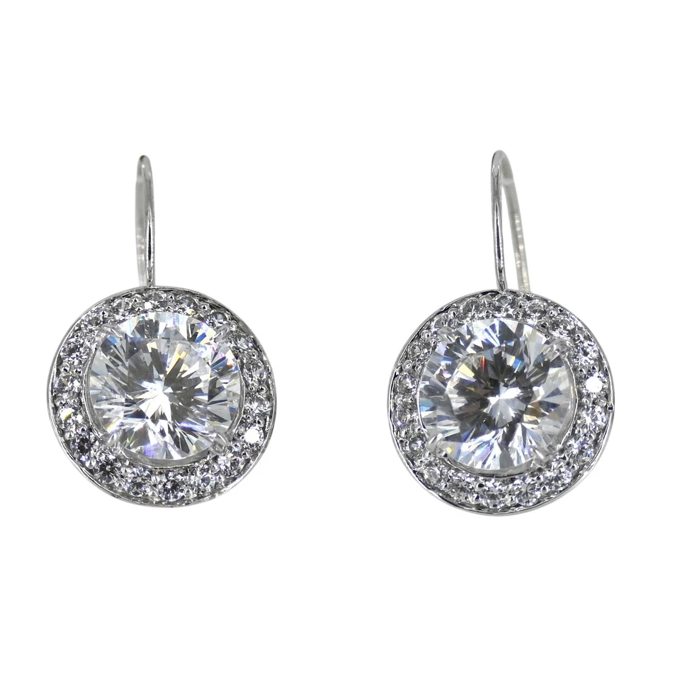  Fantasia by DeSerio Round Cubic Zirconia Elegant Drop Earrings With Box - Image 3 of 4