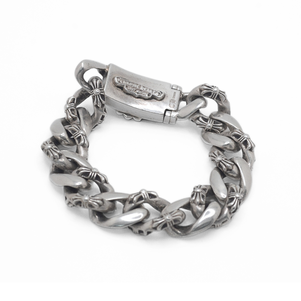 AUTHENTIC CHROME HEARTS Flower Crest Silver Fancy Link Chain