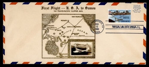 DR WHO 1985 FDC FIRST FLIGHT CHINA CLIPPER ANIV CROSBY CACHET M78085