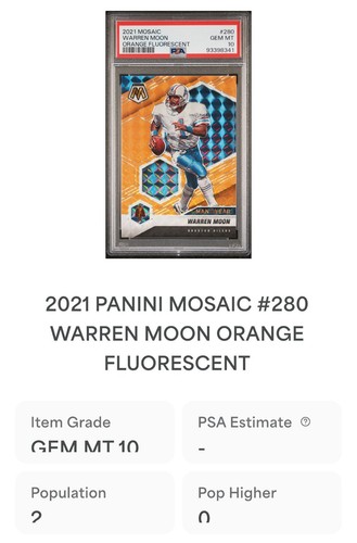2021 MOSAIC Warren Moon MOY Orange Fluorescent #/25 PSA 10 HOUSTON OILERS Pop2 - Picture 4 of 4