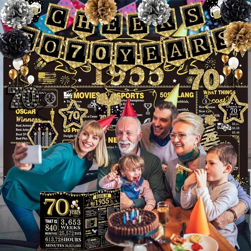 70-й день рождения украшения для мужчин женщин, 16шт назад в 1955 черное золото - Изображение 3 из 4