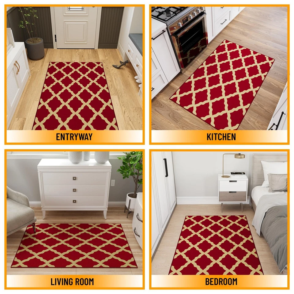 3'3" x 5' Rugs for Living Room Trellis Area Rug for Bedroom - Non Slip Durabl... - Image 3 of 4