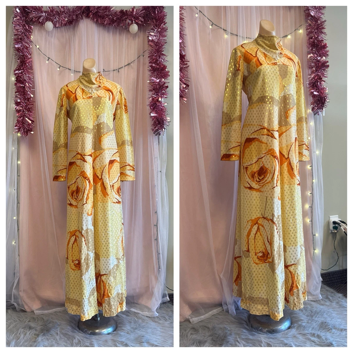 leslie fay gold dress Original Vintage Dresses for Women for sale color_Earth Tones