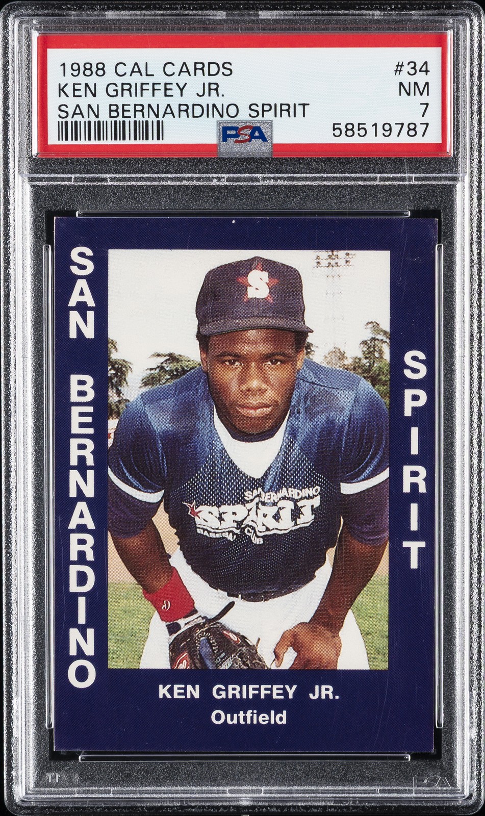 1988 CAL CARDS SAN BERNARDINO SPIRIT #34 KEN GRIFFEY JR. PSA 7