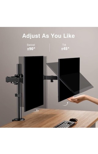 Dual Monitor Stand for 13 to 32 Inch Screens, Dual Monitor Arm (BLACK) - Picture 5 of 7