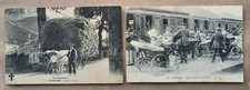 Lot 2 cartes postales anciennes CPA Lourdes Attelage et débarquement des malades