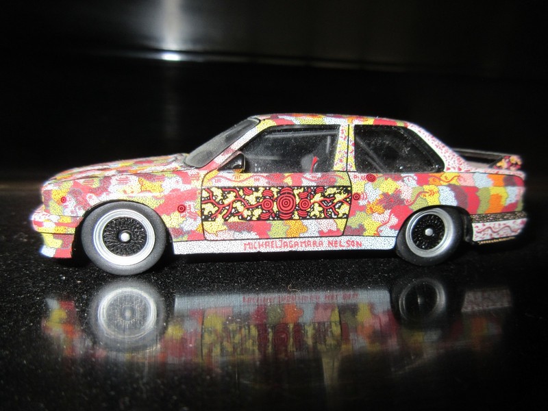 1:43 Diecast model BMW E30 M3 Art Car #7,  Michael Jagamara Nelson - NWOB