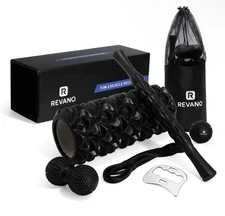 Revano Premium Foam Roller Set - EVA Foam Rollers, Muscle Stick, Scraper, Balls