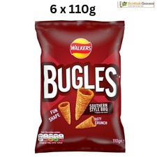 WALKERS BUGLES SOUTHERN STYLE BBQ 6 x 110g/Crunch/Lunch Deal Crisp/Half Box/Fast