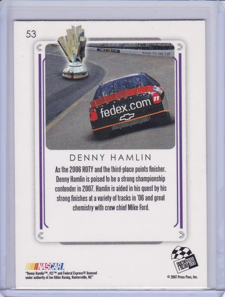 Denny Hamlin 2007 Press Pass Premium card 53 - Image 2 of 2