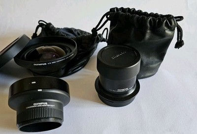2x Olympus Camedia WCON-07 Weitwinkel + 1,7 Tele TCON-17C + Adapter CLA-7