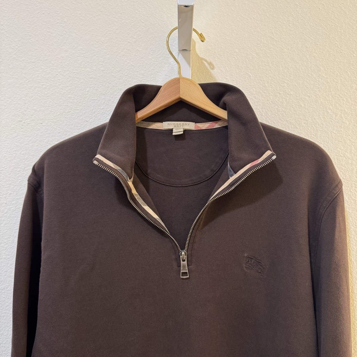 Burberry Brit 1/4 Zip Long Sleeve Pullover Brown XXL Sweatshirt