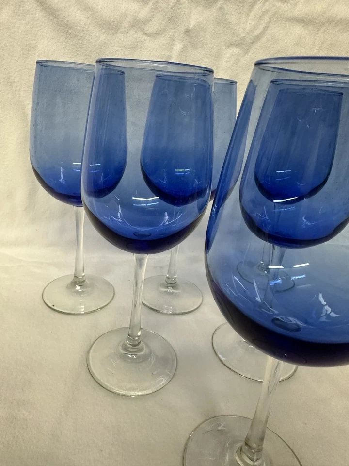 Juego de 6 copas de vino/copas de agua Libbey Vina azul 9,25" vástago transparente 16 oz Foto 4 de 4
