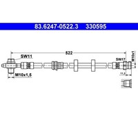 1X Bremsschlauch Ate 83.6247-0522.3 Passend FüR Seat Skoda Vag