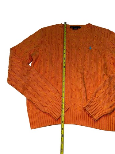 Ralph Lauren Sweater Women's XL Orange Cable Knit Crewneck Pullover Preppy - Picture 4 of 10