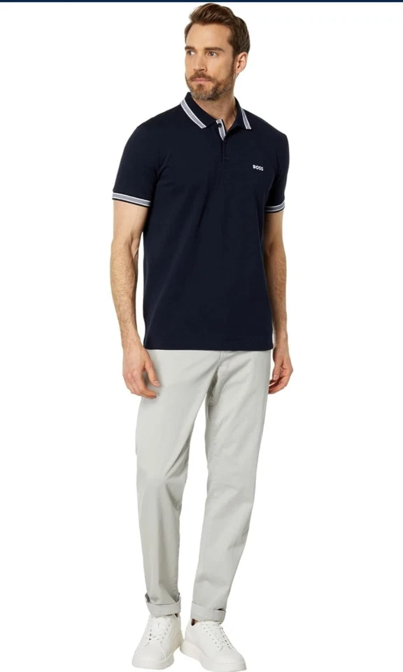 Polo de algodón BOSS Paddy azul ballena MD Foto 4 de 4