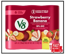 V8 Strawberry Banana 100% Fruit and Vegetable Juice, 8 fl oz Can 6 Pack