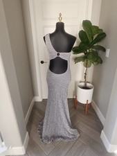 Soho Gray One Shoulder Maxi Dress Open Back Ring Detail Size S