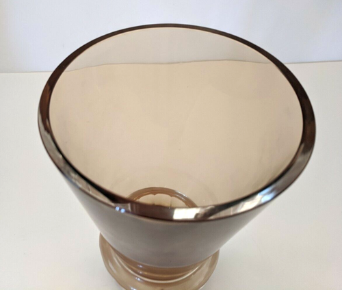 Vintage Modernist skandinavische Bernstein gefasste Glas Vase getäfelter Sockel signiert - Bild 3 von 7