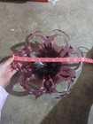 Murano????? Vintage Glass 10" BLOWN PINK SWIRL BOWL Loop Edges